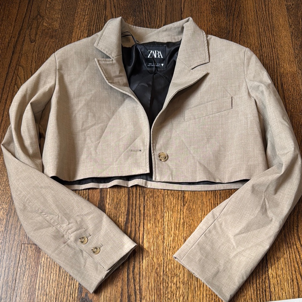 Zara Women's Tan Cropped Jacket
